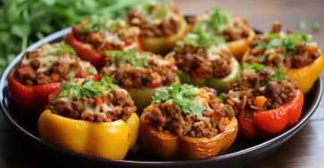 Lamb and Mint Stuffed Bell Peppers recipe