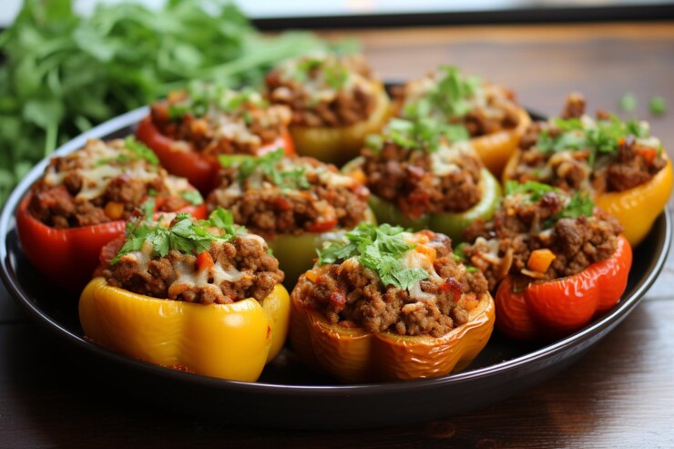 Lamb and Mint Stuffed Bell Peppers recipe