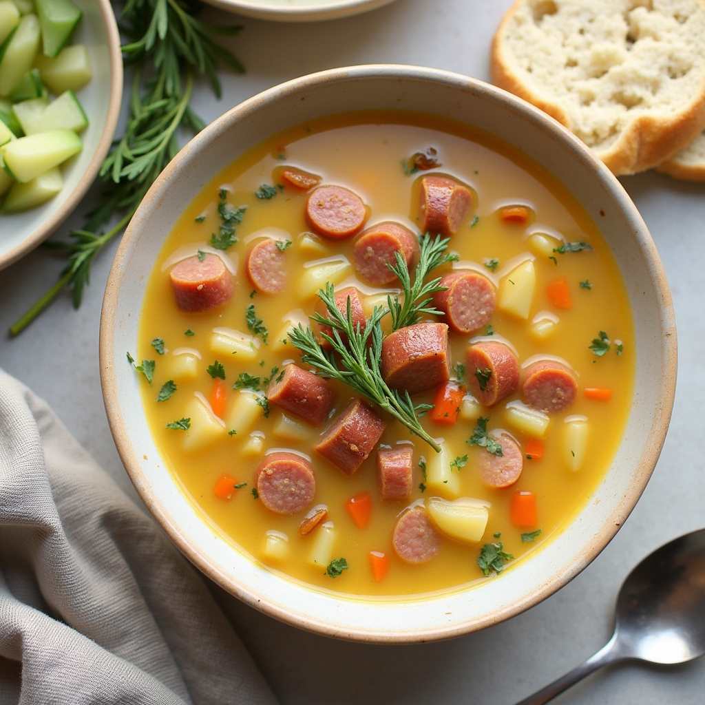 Slow cooker potato soup with kielbasa