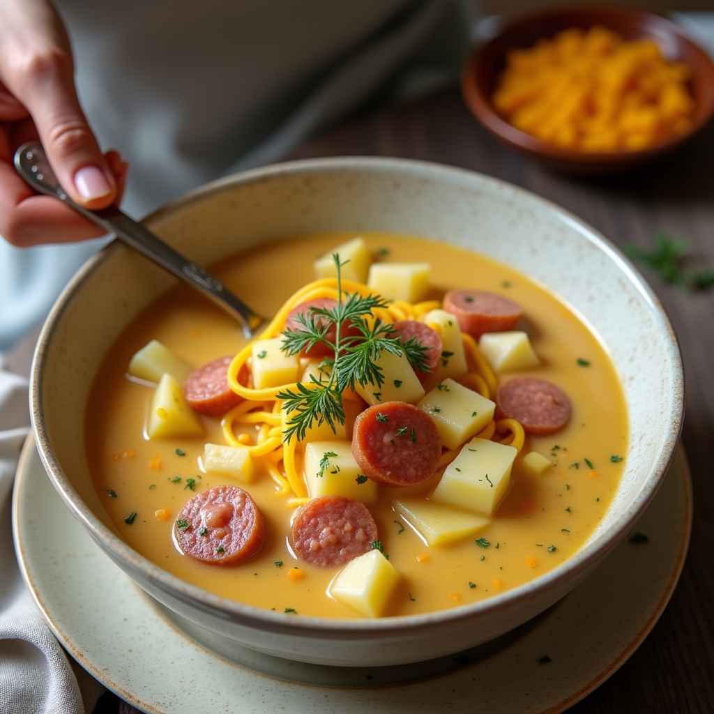 cheesy potato kielbasa soup crockpot