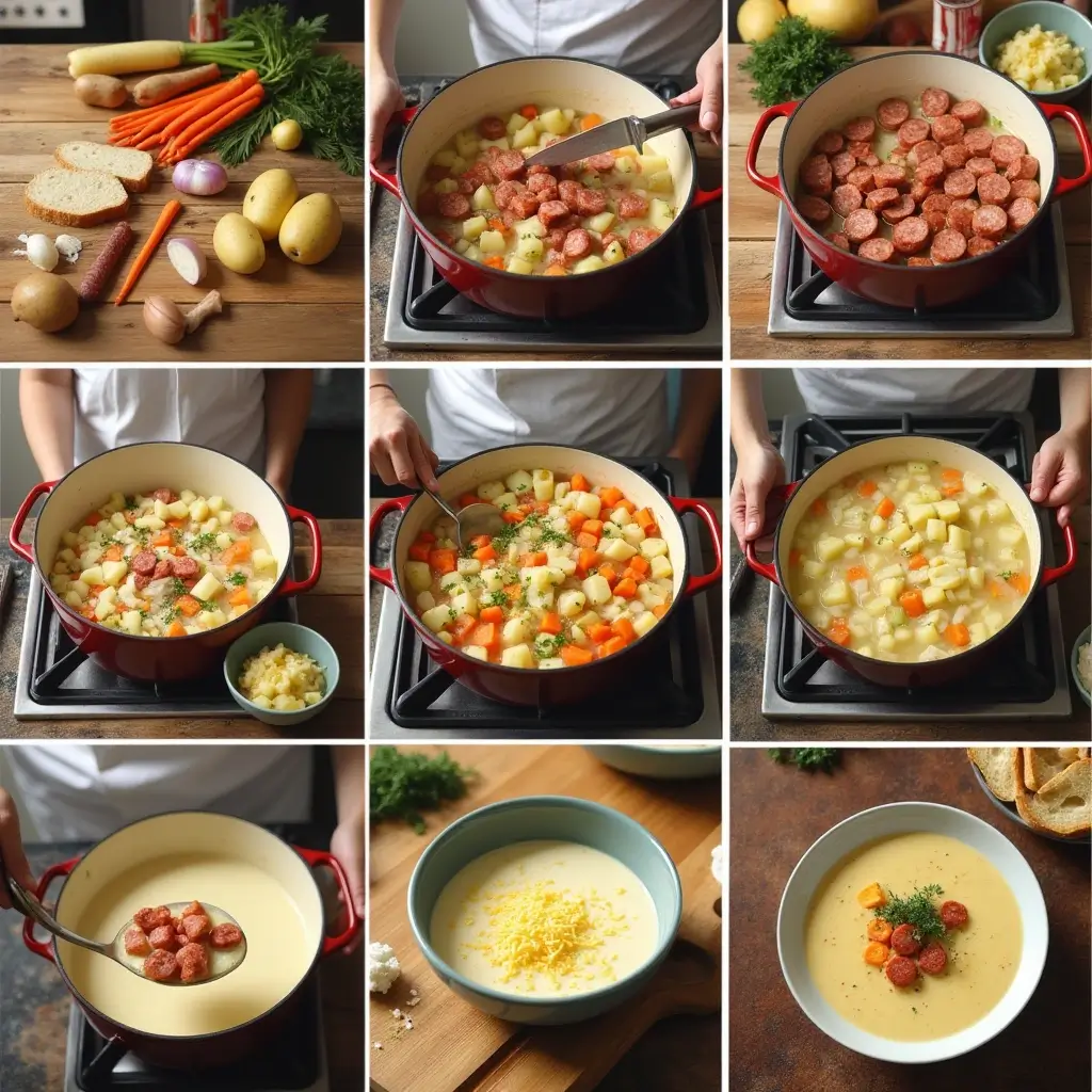 Tips for making a creamy potato soup with Polish sausage