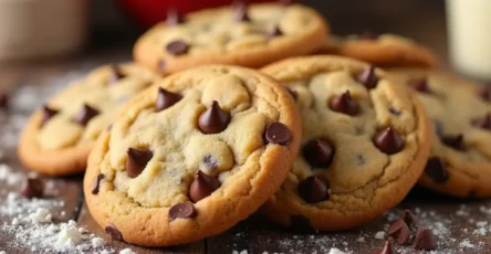 Disney Chocolate Chip Cookie with Mickey Mouse shapes, freshly baked and golden brown