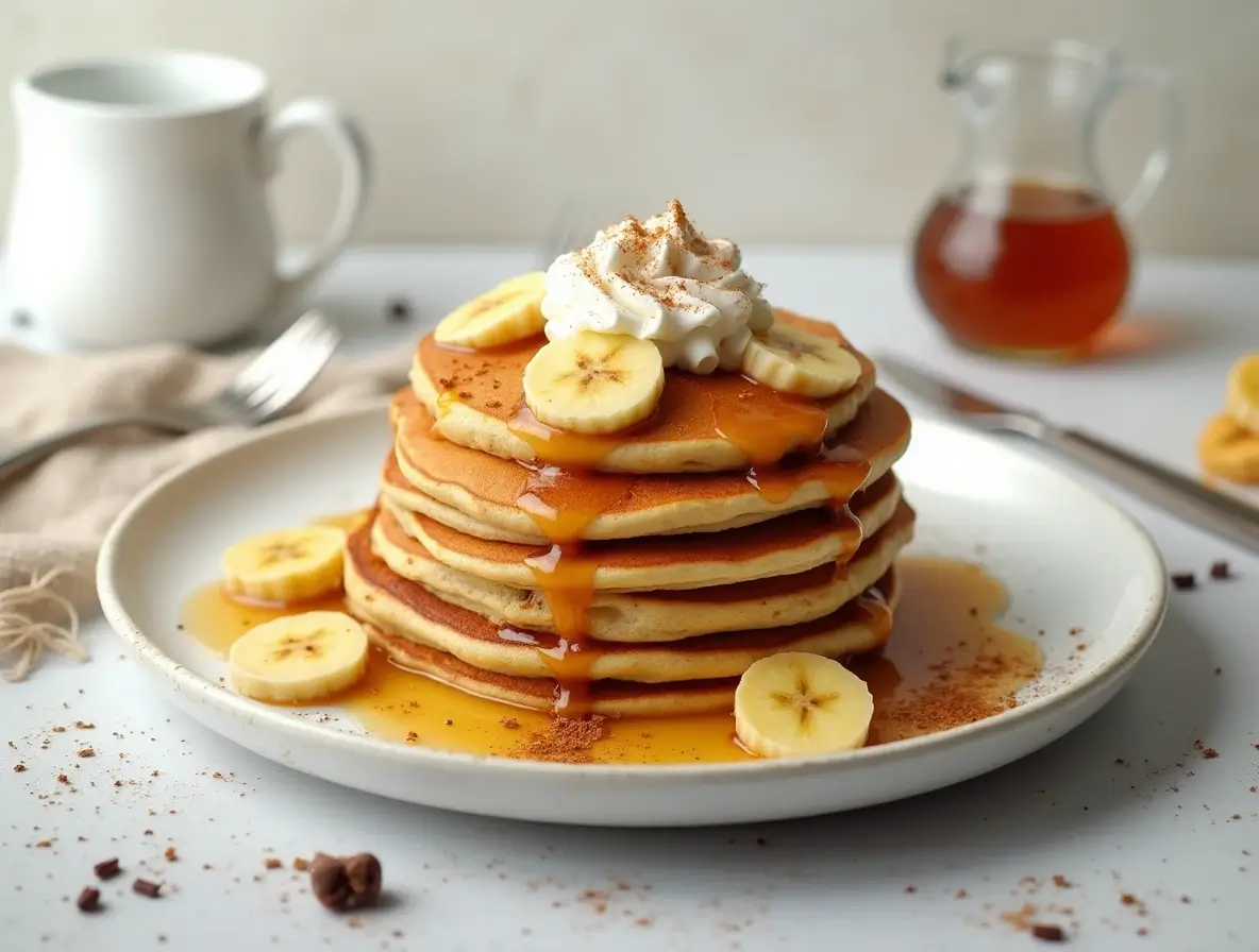 Banana Foster sauce being prepared in a skillet with sliced bananas, rum, and brown sugar.